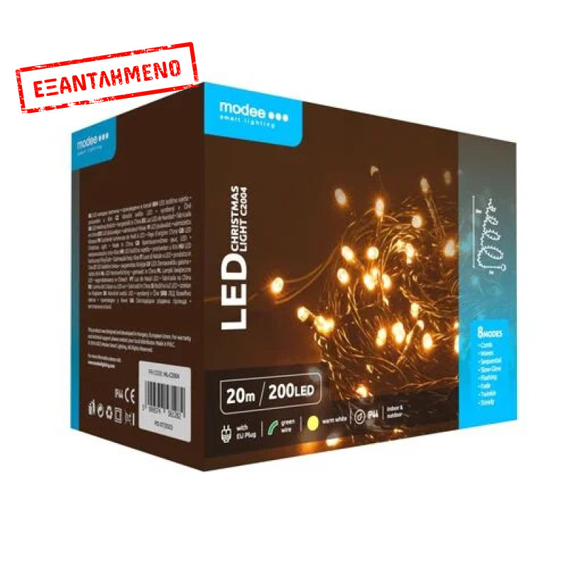 Modee Lighting Χριστουγεννιάτικα Λαμπάκια LED με Τροφοδοτικό (200LED/20m/10cm) Θερμό Modee Lighting Χριστουγεννιάτικα Λαμπάκια LED με Τροφοδοτικό (200LED/20m/10cm) Θερμό
