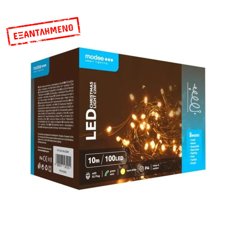 Modee Lighting Χριστουγεννιάτικα Φωτάκια LED με Τροφοδοτικό (100LED/10m/10cm) Θερμό Modee Lighting Χριστουγεννιάτικα Φωτάκια LED με Τροφοδοτικό (100LED/10m/10cm) Θερμό