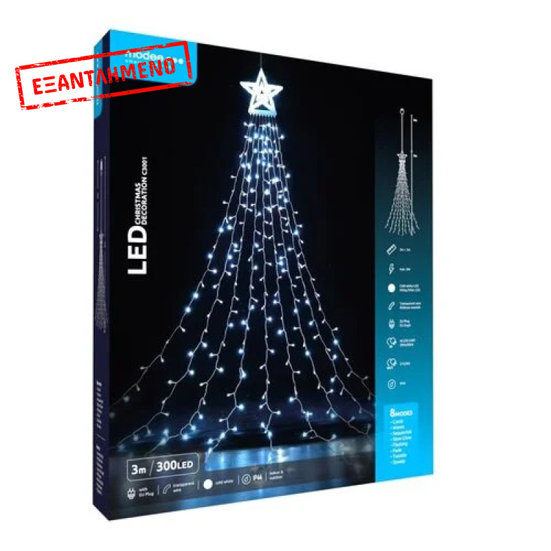 Modee Χριστουγεννιάτικα LED Διακοσμητικά Φωτάκια με Τροφοδοτικό (300LED/3m) Ψυχρό Λευκό Modee Χριστουγεννιάτικα LED Διακοσμητικά Φωτάκια με Τροφοδοτικό (300LED/3m) Ψυχρό Λευκό