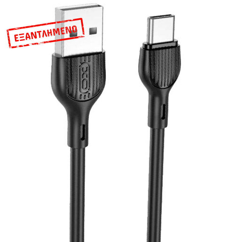 XO NB200 2.4A USB Καλώδιο Φόρτισης TypeC 2m Μαύρο