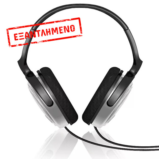 Ακουστικά Stereo TV Philips SHP2500 3.5 mm Ασημί - Μαύρo με Αντάπτορα 6.3 mm και Καλώδιο 6 m για Συσκευές Ήχου
