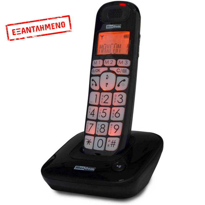Ασύρματο Ψηφιακό Τηλέφωνο Maxcom MC6800 Μαύρο με Μεγάλα Φωτιζόμενα Πλήκτρα και Ανοιχτή Ακρόαση