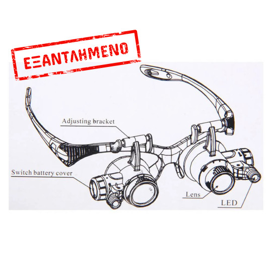 Μεγεθυντικός Φακός Κεφαλής 9892GJ 10x, 15x, 20x, 25x με Led σε Σκελετό Γυαλιών Μεγεθυντικός Φακός Κεφαλής 9892GJ 10x, 15x, 20x, 25x με Led σε Σκελετό Γυαλιών