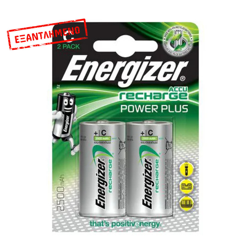 Μπαταρία Επαναφορτιζόμενη Energizer ACCU Recharge Power Plus HR14 LR14 2500 mAh Size C 1.2V Τεμ. 2