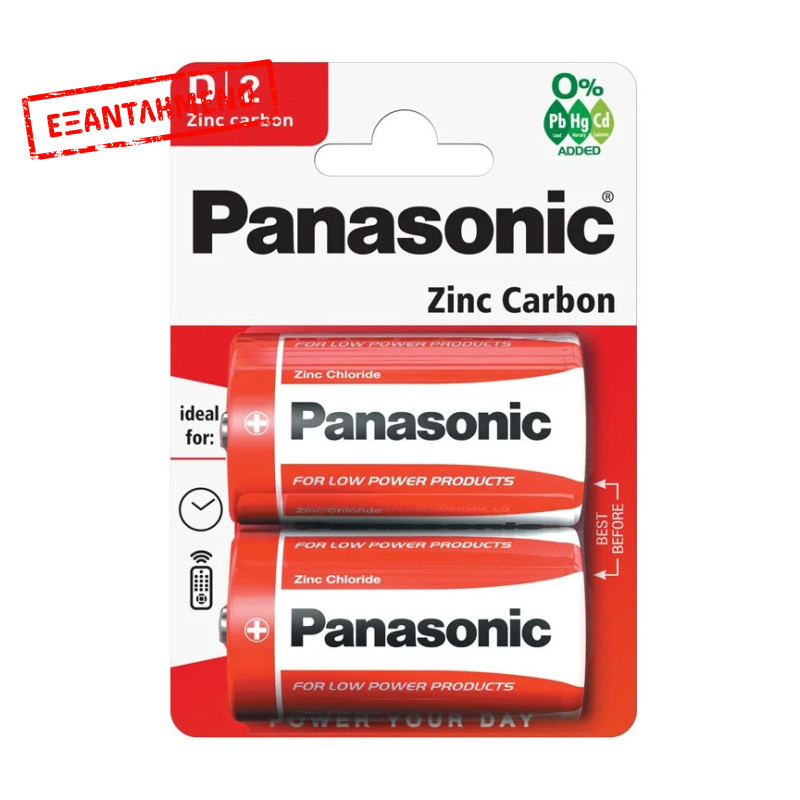 Μπαταρία Zinc Carbon Panasonic LR20 Size D Τεμ. 2 Μπαταρία Zinc Carbon Panasonic LR20 Size D Τεμ. 2