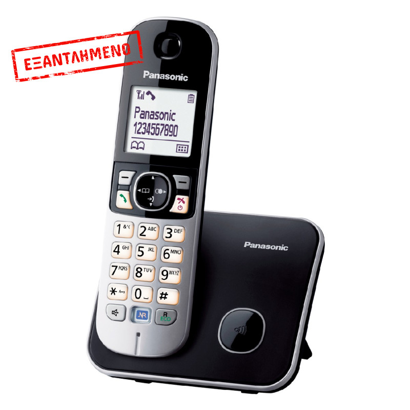 Ασύρματο Ψηφιακό Τηλέφωνο Panasonic KX-TG6851 EU  με Μεγάλη Οθόνη και Ανοιχτή Ακρόαση Μαύρο-Ασημί