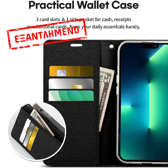 Θήκη Book Goospery Canvas Diary για Apple iPhone 13 Pro Μαύρο