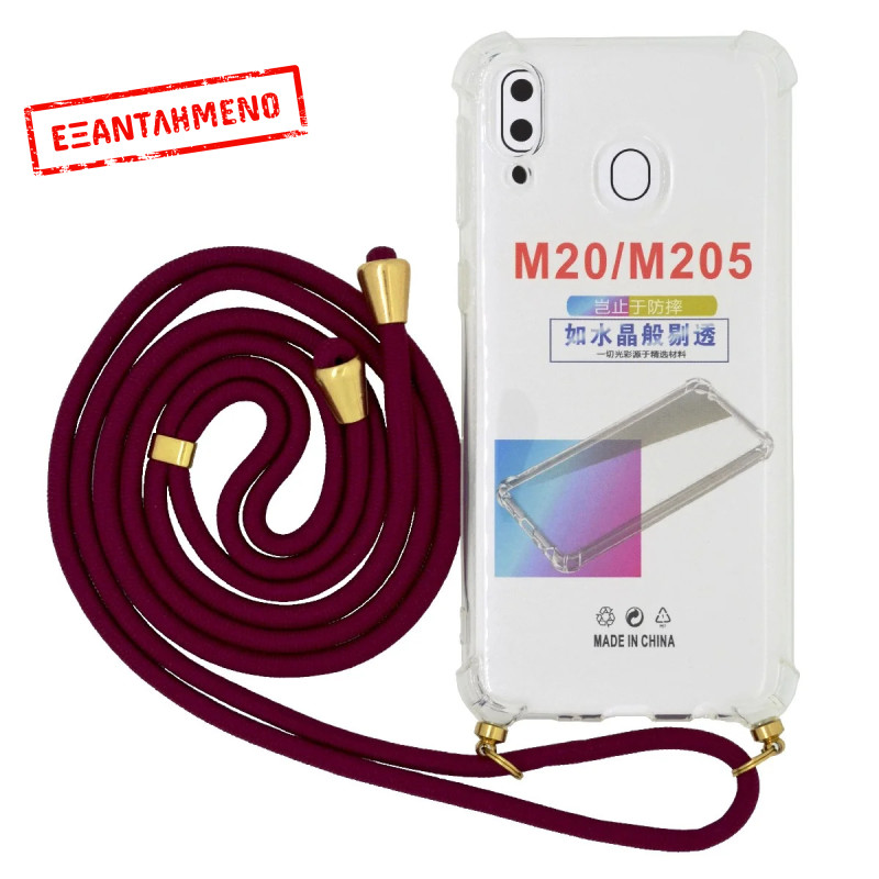 Θήκη Ancus Crossbody για Samsung SM-M205F Galaxy M20 Διάφανη με Κορδόνι Μπορντό Θήκη Ancus Crossbody για Samsung SM-M205F Galaxy M20 Διάφανη με Κορδόνι Μπορντό