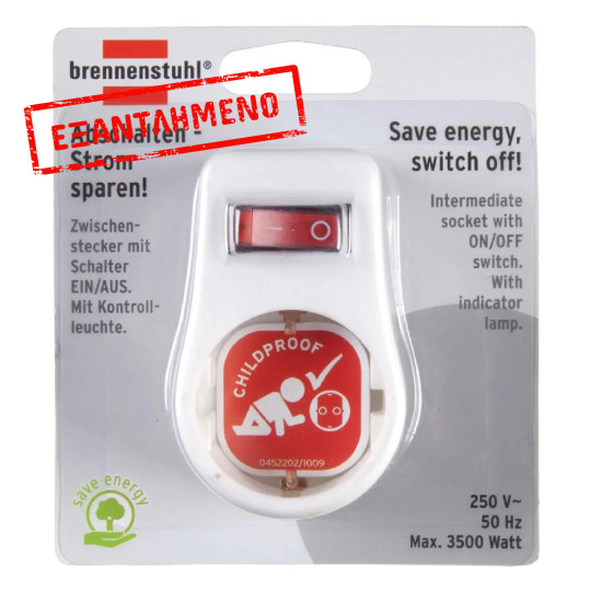 Αντάπτορας Πρίζας Σούκο Brennenstuhl  με 1 Θύρα Εισαγωγής και Διακόπτη On/Off (250V/3500W) IP20 με Παιδική Προστασία