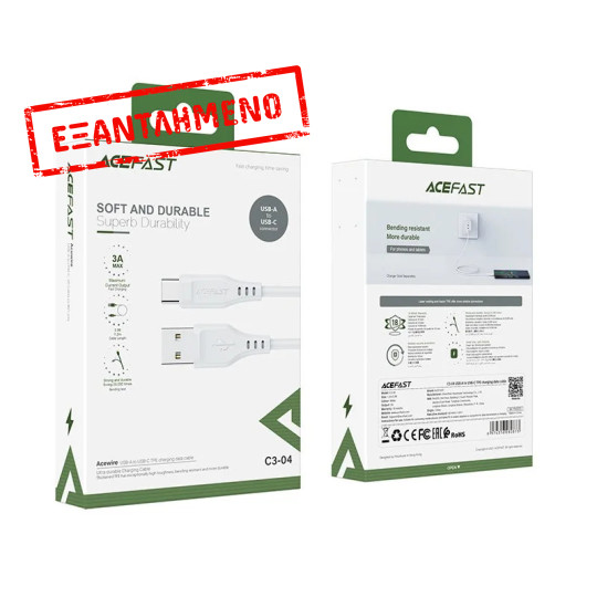 Καλώδιο Acefast C3-04 USB-A σε USB-C 3A Λευκό 1.2m Καλώδιο Acefast C3-04 USB-A σε USB-C 3A Λευκό 1.2m