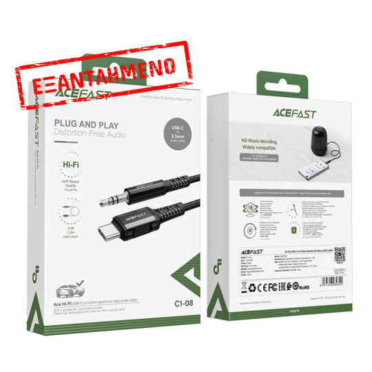 Καλώδιο σύνδεσης Acefast Μεταλλικό C1-08 USB-C σε 3.5mm Αρσενικό Braided Μαύρο 1.2m Καλώδιο σύνδεσης Acefast Μεταλλικό C1-08 USB-C σε 3.5mm Αρσενικό Braided Μαύρο 1.2m