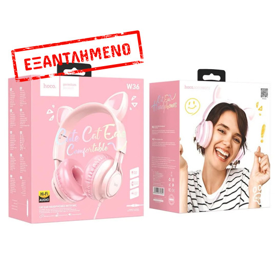 Ακουστικά Stereo Hoco W36 Cat ear με Μικρόφωνο 3.5mm Ροζ Ακουστικά Stereo Hoco W36 Cat ear με Μικρόφωνο 3.5mm Ροζ