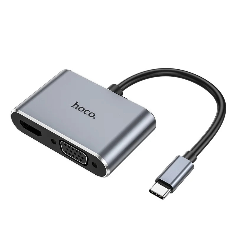 Hub USB-C Hoco HB29 Easy-Lead με HDMI 4K 30Hz και VGA 1080P Γκρι 15cm