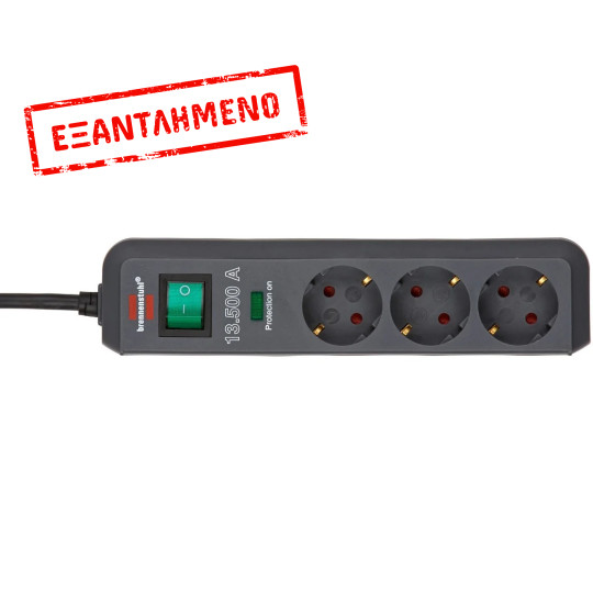 Πολύπριζο Αντικεραυνικής Προστασίας και Υπέρτασης 13.500A Brennenstuhl Eco-Line, Τριών Θέσεων Σούκο με Διακόπτη Ασφαλείας On/Off IP20 1.5 μ Μαύρο Πολύπριζο Αντικεραυνικής Προστασίας και Υπέρτασης 13.500A Brennenstuhl Eco-Line, Τριών Θέσεων Σούκο με Διακόπτη Ασφαλείας On/Off IP20 1.5 μ Μαύρο