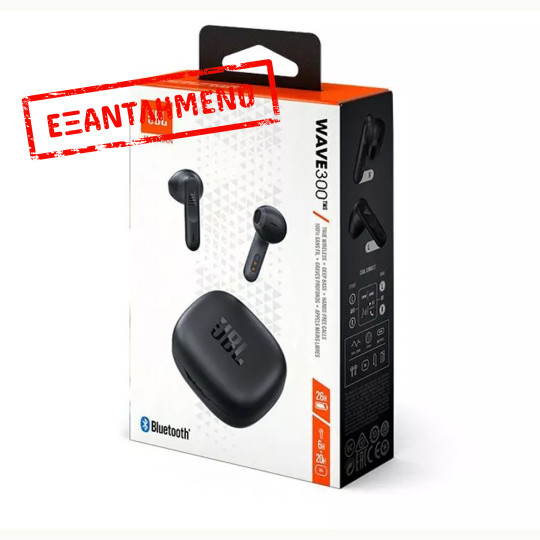 Bluetooth Hands Free JBL Wave 300TWS  In-ear με 20 ώρες Αυτονομία IPX2, Deep Bass Sound Μαύρο