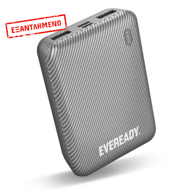 Power Bank Energizer Eveready Mini 10000mAh 2.1A με 2x USB 2.0 και LED Ένδειξη Μπαταρίας Ασημί Power Bank Energizer Eveready Mini 10000mAh 2.1A με 2x USB 2.0 και LED Ένδειξη Μπαταρίας Ασημί