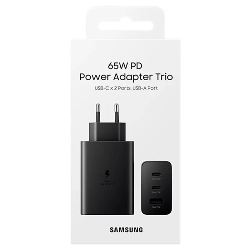 Φορτιστής Ταξιδίου Samsung T6530NBE Trio 2 x USB-C + USB PD3.0 65W 3A Μαύρος Φορτιστής Ταξιδίου Samsung T6530NBE Trio 2 x USB-C + USB PD3.0 65W 3A Μαύρος