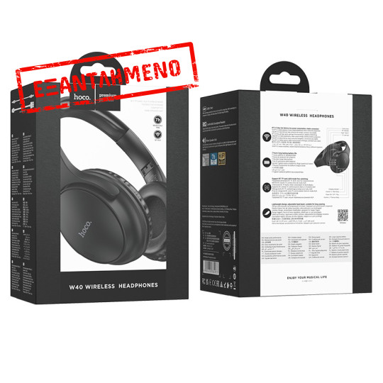 Wireless Ακουστικά Stereo Hoco W40 Mighty V5.3 200mAh με υποδοχή Micro SD, AUX και Πλήκτρα Ελέγχου Μαύρα