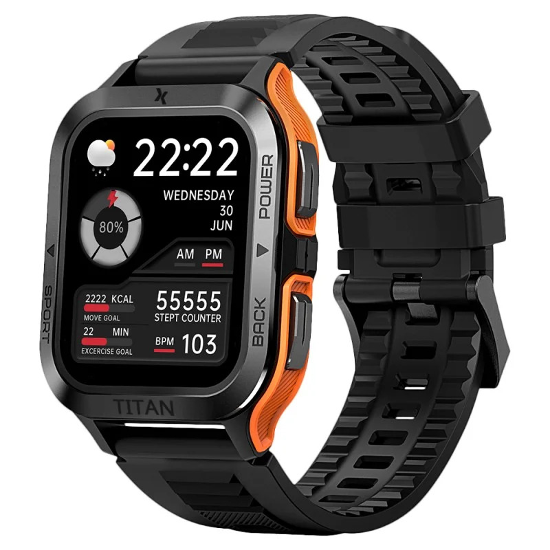 Smartwatch Maxcom FW67 Titan Pro IP69K 360mAh με 1.85” IPS Gorilla Glass 22mm Silicon Band Orange με Δόνηση και Δυνατότητα Κλήσεων
