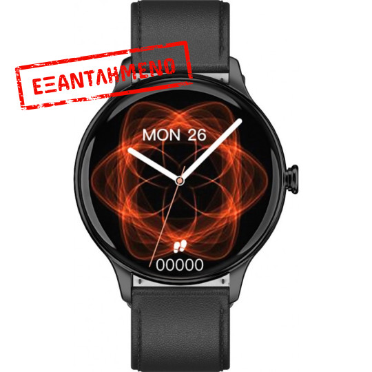 Smartwatch Maxcom FW48 Vanad Satin IP67 200mAh με 1.32” AMOLED Ecoleather Band Μαύρο