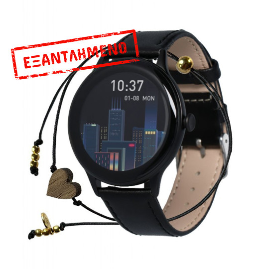Smartwatch Maxcom FW48 Vanad Satin IP67 200mAh με 1.32” AMOLED Ecoleather Band Μαύρο