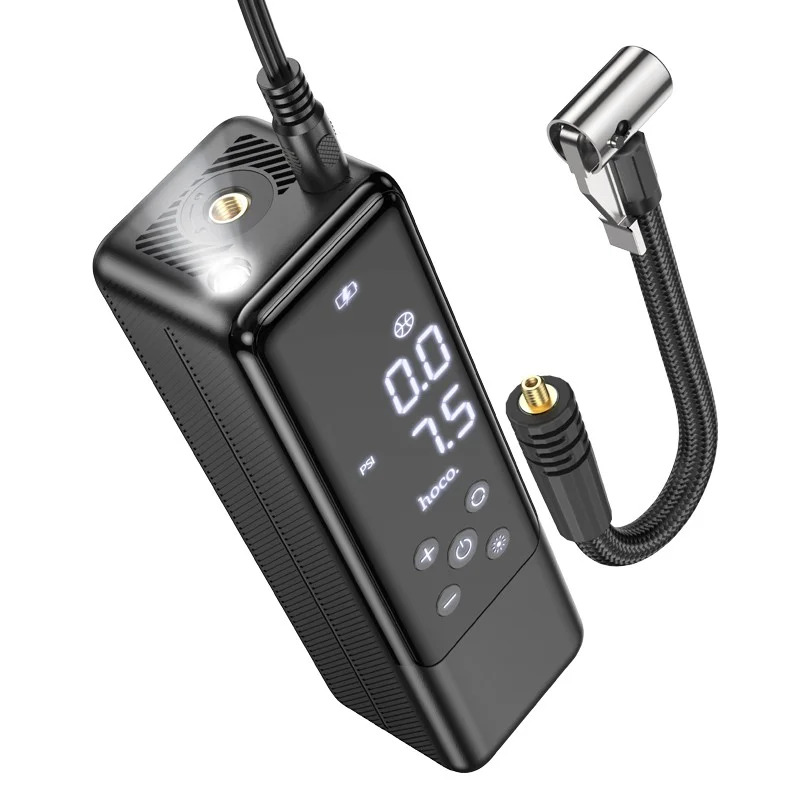 Smart Air Pump Hoco ZP5 May 3.5 bar Πίεση Αέρα με 4 Τρόπους Λειτουργίας Led Ένδειξη και Φακό 3μ Καλώδιο Μαύρο