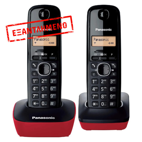 Ασύρματο Ψηφιακό Τηλέφωνο Panasonic KX-TG1612  Μαύρο - Κόκκινο EU