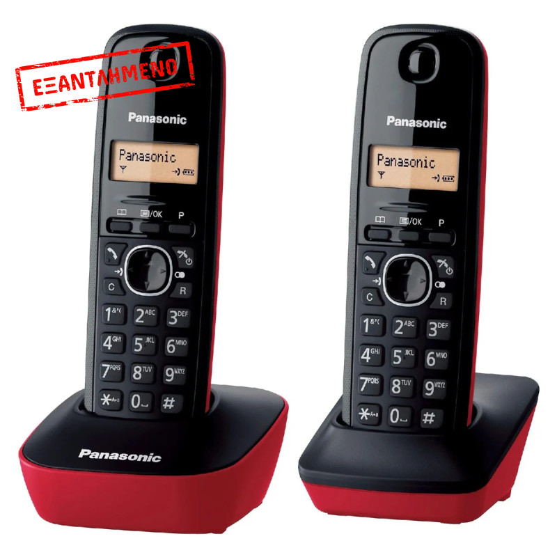 Ασύρματο Ψηφιακό Τηλέφωνο Panasonic KX-TG1612  Μαύρο - Κόκκινο EU