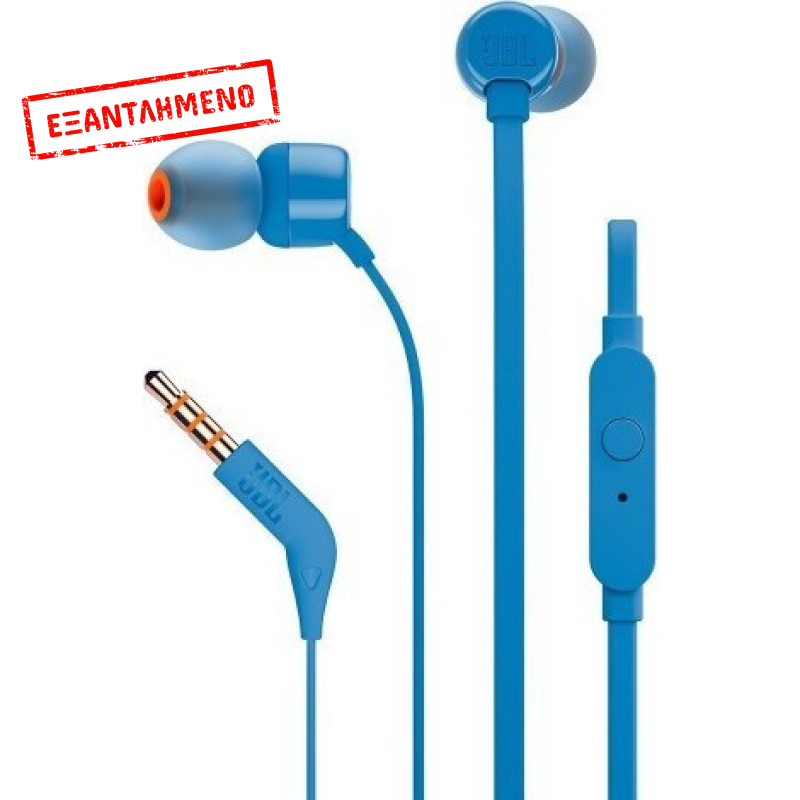 Hands Free JBL Tune 160 In-ear 3.5mm 9mm Dynamic Driver Pure Bass Sound με Μικρόφωνο JBLT160BLU 1.2m Μπλε