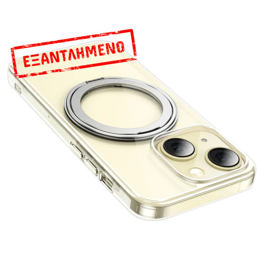 Θήκη Hoco Stand Magnetic Case 2 in 1 Mag-Charge 360° Rotating Ring για Apple iPhone 15 Plus Διάφανη