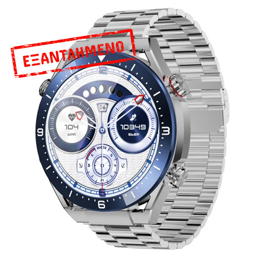 Smartwatch Maxcom Ecowatch 1 1.52” 400mAh IP67 Μπλε με Silicon PU Leather και Metal Band