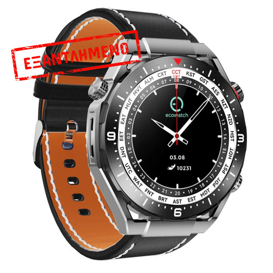 Smartwatch Maxcom Ecowatch 1 1.52” 400mAh IP67 Μαύρο με Silicon PU Leather και Metal Band