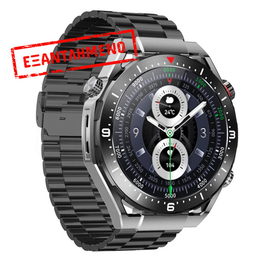 Smartwatch Maxcom Ecowatch 1 1.52” 400mAh IP67 Μαύρο με Silicon PU Leather και Metal Band