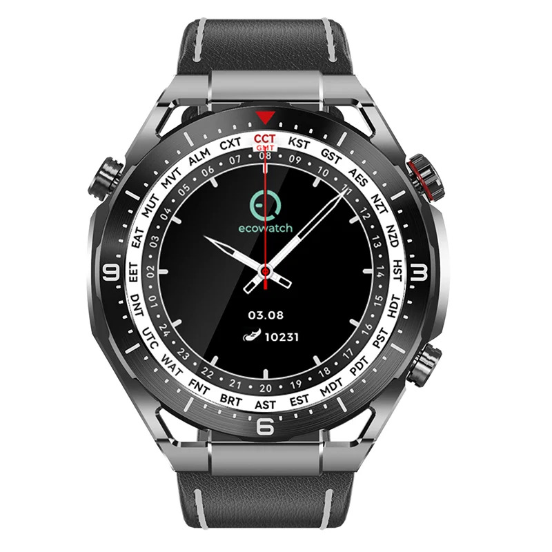 Smartwatch Maxcom Ecowatch 1 1.52” 400mAh IP67 Μαύρο με Silicon PU Leather και Metal Band