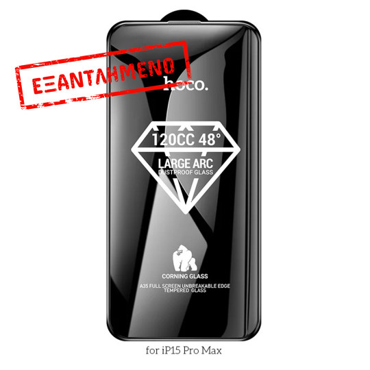 Tempered Glass Hoco Premium Series A35 120CC Large Arc Dustproof 0.4mm 2.5D Anti-Fall για Apple iPhone 15 Pro Max