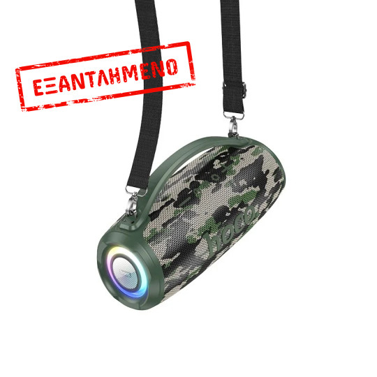 Φορητό Ηχείο Wireless Hoco HA4 Surge Οutdoor TWS V5.3 4500mAh 2x20W με USB Micro SD 3.5mm FM και LED Πράσινο Καμουφλάζ