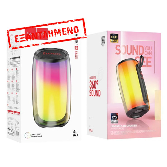 Φορητό Ηχείο Wireless Hoco HC18 Jumper V5.1 TWS 10W 2400mAh FM Micro SD USB AUX 360° LED Μαύρο