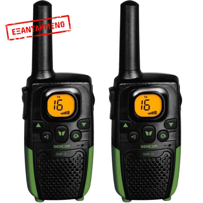 Walkie Talkie Sencor SMR 131 Σετ 2τεμ. με Yποδοχή Hands Free 2.5mm Εύρος Κάλυψης 7 km 3ΑΑΑ Μαύρο/Πράσινο Walkie Talkie Sencor SMR 131 Σετ 2τεμ. με Yποδοχή Hands Free 2.5mm Εύρος Κάλυψης 7 km 3ΑΑΑ Μαύρο/Πράσινο