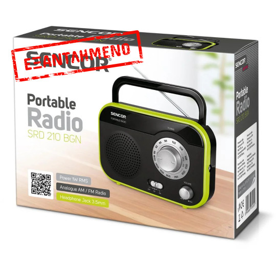 Φορητό Ραδιόφωνο AM/FM 1W RMS Sencor SRD 210 BGN Μαύρο/Πράσινο