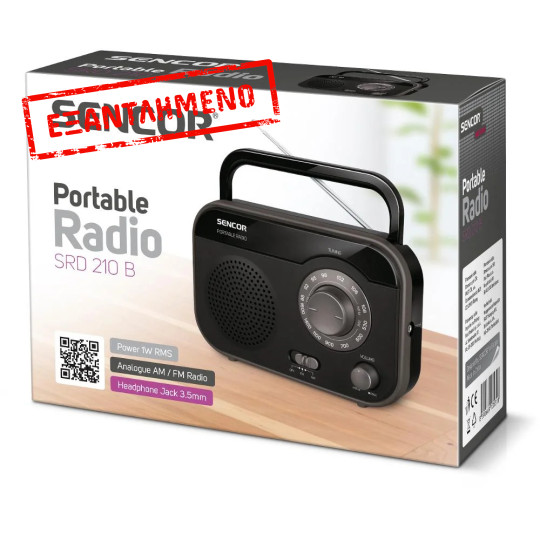 Φορητό Ραδιόφωνο AM/FM 1W RMS Sencor SRD 210 B Μαύρο