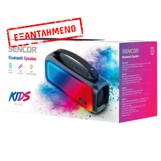 Sencor SSS 3000 LIGHT – Αδιάβροχο Ασύρματο Ηχείο Bluetooth με Ισχύ 16W, Φωτισμό LED, TWS και FM Ραδιόφωνο IPX4