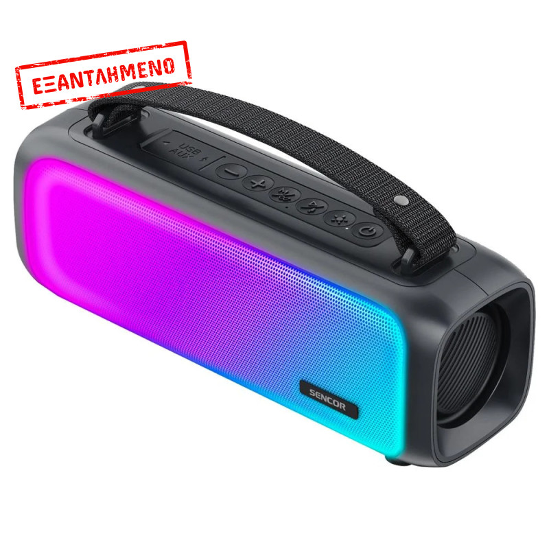 Sencor SSS 3000 LIGHT – Αδιάβροχο Ασύρματο Ηχείο Bluetooth με Ισχύ 16W, Φωτισμό LED, TWS και FM Ραδιόφωνο IPX4
