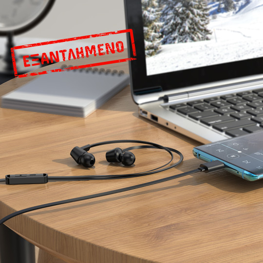 Hands Free Hoco M86 Oceanic Universal Earphones Deep Bass Stereo Συμβατά με Όλες τις Συσκευές USB-C Μαύρο 1.2m