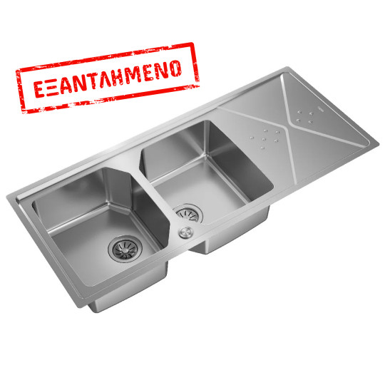 Νεροχύτης Inox TEKA 2 Γούρνες με Ποδιά για Ένθετη & Επίπεδη Τοποθέτηση 116,4x50,4cm BROOKLYN 80 M-XP 2B 1D 115160010