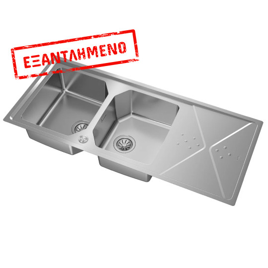 Νεροχύτης Inox TEKA 2 Γούρνες με Ποδιά για Ένθετη & Επίπεδη Τοποθέτηση 116,4x50,4cm BROOKLYN 80 M-XP 2B 1D 115160010