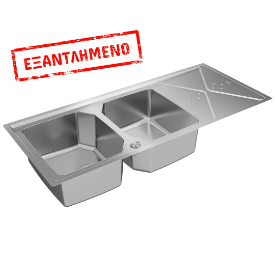 Νεροχύτης Inox TEKA 2 Γούρνες με Ποδιά για Ένθετη & Επίπεδη Τοποθέτηση 116,4x50,4cm BROOKLYN 80 M-XP 2B 1D 115160010