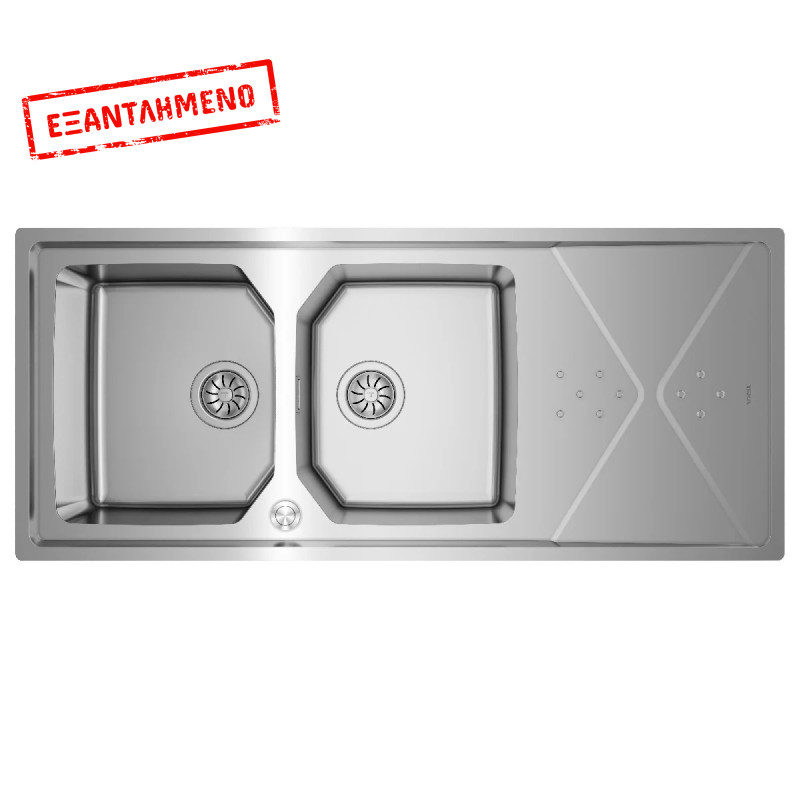 Νεροχύτης Inox TEKA 2 Γούρνες με Ποδιά για Ένθετη & Επίπεδη Τοποθέτηση 116,4x50,4cm BROOKLYN 80 M-XP 2B 1D 115160010