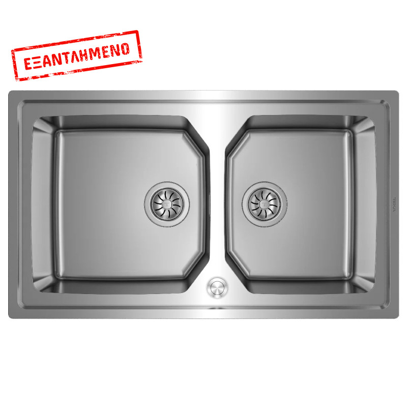 Νεροχύτης Inox TEKA 2 Γούρνες για Ένθετη & Επίπεδη Τοποθέτηση 86,4x50,4cm BROOKLYN 90 M-XP 2Β 115030024