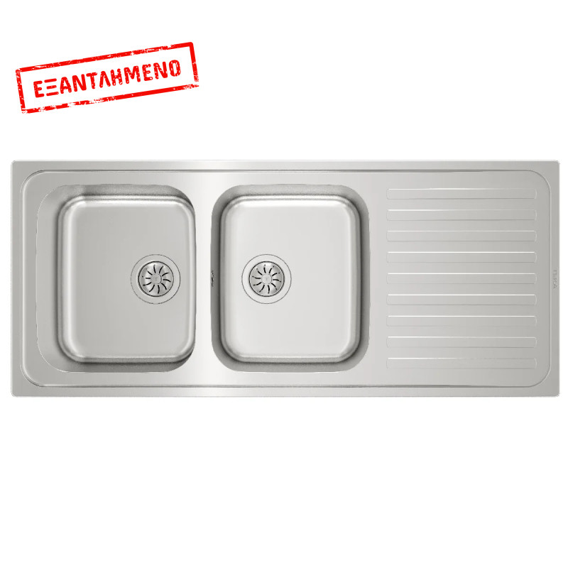 Νεροχύτης Inox TEKA 2 Γούρνες με Ποδιά για Ένθετη Τοποθέτηση 116x50cm CLASSIC 2B 1D 10119023