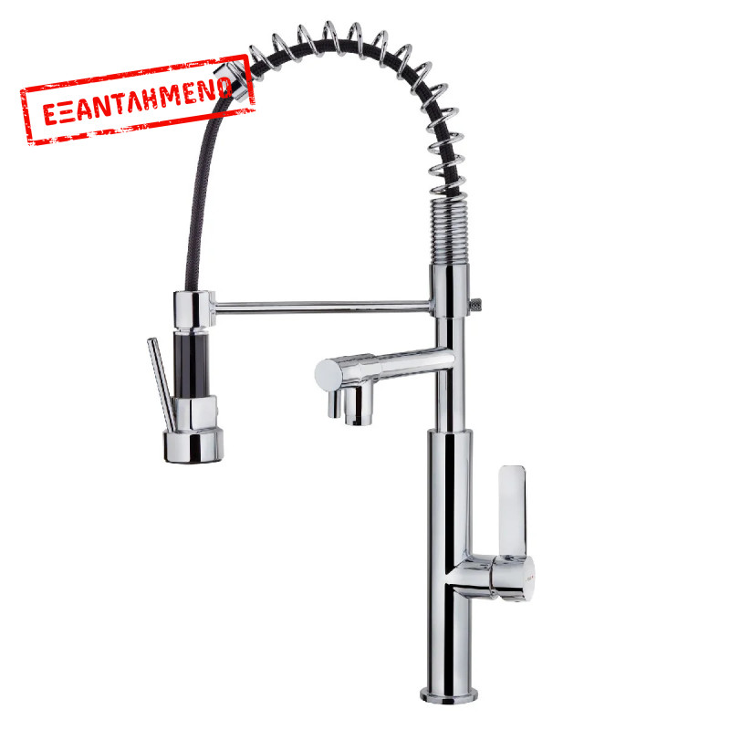 Μπαταρία Νεροχύτη Inox TEKA Επαγγελματικού Τύπου, Περιστρεφόμενη με Pull-Down Ντους & Eπιπλέον Στόμιο FOT 999 Maestro 116010003